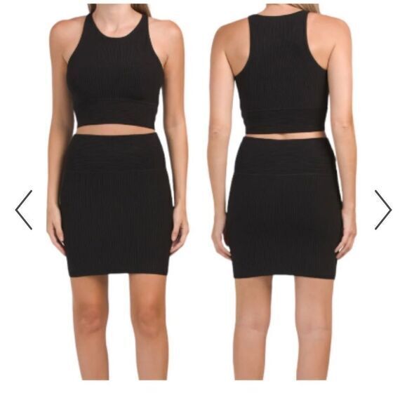 HOUSE OF HARLOW 1960 Crop Top & Skirt Set Anthropologie Black bodycon size small - Picture 3 of 13